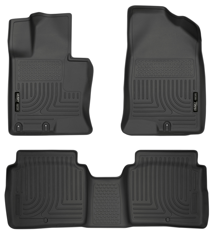 Kia Optima Floor Liners - Front + Rear - Husky Liners - WeatherBeater - Black - `11-`14